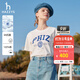 哈吉斯（HAZZYS）女裝 夏季女士【PHIZ系列】印花寬松短款圓領(lǐng)T恤女 米黃色OW M (160/84A 38)