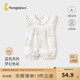 童泰（TONGTAI）嬰兒短袖連體衣夏季純棉女寶寶哈衣女童外出可愛(ài)花邊領(lǐng)爬服 白色 66cm