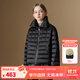 ELLE KIDS童裝 90%白鴨絨羽絨服女童冬季新款復(fù)古大翻領(lǐng)拉鏈款外套 黑色 160 (S)