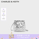 CHARLES&KEITH迷你菱格流浪包單肩斜挎雙肩包包女包生日七夕禮物CK2-60782390 Silver銀色 S