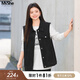 MsShe【復古短款牛仔馬甲外套】加大碼女裝2025秋裝胖mm寬松翻領(lǐng) 牛仔黑色現貨 3XL