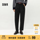 森馬（Semir）休閑褲女半松緊腰寬松錐形褲百搭冬季風(fēng)肌理抓絨長(cháng)褲101724127014