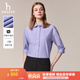 哈吉斯（HAZZYS）女裝 秋季女士通勤干練素色長(zhǎng)袖襯衫女ASCSK1CCX01 紫紅色PP L (165/88A 40)