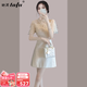 她芙（tafu）品牌女裝法式小香風(fēng)連衣裙女2025夏季新款網(wǎng)紗拼接收腰顯瘦A字裙 杏色 M