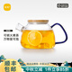 尚明大容量耐熱玻璃過(guò)濾泡茶壺冷飲涼水壺套裝燒水壺花果茶壺茶水分離 漣漪濾網(wǎng)藍色手把 900ml