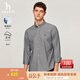 哈吉斯（HAZZYS）男裝 秋款純棉襯衣商務(wù)休閑通勤長(zhǎng)袖襯衫男ASCZK1BCF10 黑色BK XL （180/100A 50）