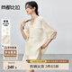 尚都比拉夏季新中式盤(pán)扣刺繡襯衫吊帶內(nèi)搭休閑闊腿短褲套裝女 云霜 XL 