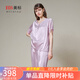 美標(biāo)（MEIBIAO）送愛人禮物短袖真絲睡衣女春夏19姆米重磅套裝100%桑蠶絲綢家居服 香氛紫 短袖七分褲套裝 XL (170/92A)