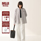 無(wú)印良品（MUJI）女式棉水洗牛津紐扣領(lǐng)長(zhǎng)袖襯衫女士襯衣外套上衣25年秋季女裝 深咖啡色條紋 L （165/88A）