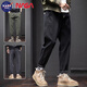 NASA BASE休閑長褲男生2025秋季新款直筒寬松褲子潮牌秋季款加厚工裝褲子男 黑色 L （建議115-130斤）