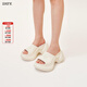 SMFK預售WAVE高跟運動(dòng)拖鞋SL002B1厚底增高時(shí)髦一字拖9.5cm明星同款 奶白色 偏大一碼 35