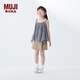 無(wú)印良品（MUJI）大童 強捻 吊帶 罩衫 背心 童裝 兒童 25年夏季 CB1NEA5S 黑色格紋 120 /60A