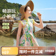 ASK JUNIOR兒童泳衣女童連體2025夏涼感海邊度假風(fēng)泡溫泉游泳裙 花色 160 