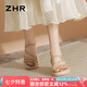 ZHR厚底涼鞋女休閑百搭兩穿涼拖鞋女時(shí)尚細(xì)帶露趾女鞋 BK110香檳色38