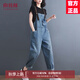 俞兆林（YUZHAOLIN）工裝牛仔背帶褲女2025春夏新款女裝休閑吊帶直筒時尚百搭薄款褲子 藍色牛仔 M 100-110斤