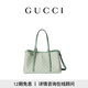 GUCCI古馳GG Emblem系列中號托特包 灰綠色 均碼