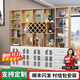 臻酷 隔斷柜 酒柜客廳架玄關(guān)柜現代簡(jiǎn)約歐式門(mén)廳間廳柜家用屏風(fēng) 白色+淺胡桃色 玻璃門(mén)款 四門(mén)六抽240*200*30cm 包安裝