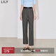 LILY秋新款女裝通勤都市氣質(zhì)設(shè)計(jì)感顯瘦小直筒九分西裝休閑褲 509深灰 S