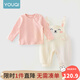優(yōu)奇嬰幼兒背帶褲秋季新款小兔子洋氣女寶寶休閑長(zhǎng)褲嬰兒褲子百搭春秋 T條紋上衣+小兔背帶褲 90