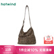 熱風(fēng)（Hotwind）秋季新款女士豹紋帥氣時(shí)尚單肩包歐美復(fù)古磁扣小方包 02棕色 F
