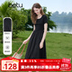 百圖betu女裝2025夏季新款短袖連衣裙拼接設計顯瘦有型裙子女2507T51 黑色 M
