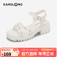 康龍官方女鞋 夏季新款小香風(fēng)一字帶涼鞋厚底商場(chǎng)同款 2232221030白色 37
