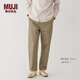 無(wú)印良品（MUJI）男式 水洗棉輕便褲男士長(zhǎng)褲子秋季款男裝直筒褲休閑 AE0YZA5A 米色 L (175/88A)