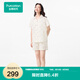 全棉時(shí)代25夏新品男女士睡衣家居服雙層紗布套裝 米底紫色蝴蝶結(jié) XL (女款170/男款180）
