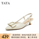 他她（TATA）法式氣質(zhì)高跟涼鞋女尖頭羊皮包頭涼鞋2025夏新款UMS03BH5 米白 36