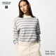 優(yōu)衣庫合作款/女裝柔軟綿羊毛半高領(lǐng)條紋針織衫480155 01 乳白色 S /155/80A