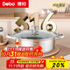 Debo德鉑316不銹鋼火鍋湯鍋電磁爐燃氣明火通用復底帶蓋26cm