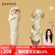 達芙妮（DAPHNE）高跟涼鞋女夏夏季新款露趾一字帶羅馬鞋 米色 跟高5.2cm 36 (230mm)