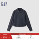 GAP女裝翻領(lǐng)長(cháng)袖牛仔襯衫寬松復古風(fēng)百搭上衣646208 黑色 165/84A(M) 亞洲尺碼
