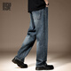 BG GLAMURB輕奢品牌褲子男士牛仔褲復古男寬松直筒闊腿長(cháng)褲大碼秋季 藍色 34 二尺七