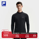 FILA 斐樂(lè )官方男裝針織長(cháng)袖上衣2025冬新款健身運動(dòng)半拉鏈基礎長(cháng)T 深黑-BK XL 180/100A/XL