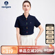 Navigare意大利小帆船女防蚊修身翻領(lǐng)通勤短袖開(kāi)衫T恤2325595502 藍 M 