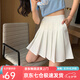 蘿美醬百褶裙松緊腰高腰彈力a字夏季小個子短裙子女胖mm顯瘦春秋半身裙 白色（松緊腰帶口袋） L 【建議105-115斤】