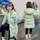 迪士尼（Disney）冬季女童棉衣新款學(xué)生加厚保暖棉服中長(cháng)款棉襖中大童外套 淺綠色 (加絨加厚) 130 建議身高118-128厘米