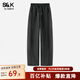 班尼路BALENOS&K系列窄版香蕉休閑褲女秋裝新款潮流時(shí)尚小個(gè)子黑色鐮刀衛褲 深灰#純色 L 【不易變形】