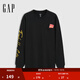 GAP【故宮聯(lián)名】男女裝2025春季新款刺繡紅包logo長(cháng)袖T恤723885 黑色 M (170/92A)亞洲尺碼