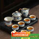 不拙茶具整套功夫茶具套裝家庭用客廳高檔青花瓷汝窯蓋碗9入泡茶套裝