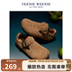 Teenie Weenie小熊童鞋女童鞋秋季新款真皮百搭勃肯鞋全包淺口單鞋薄底親子鞋 TW5805009卡其色款 33