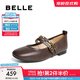 百麗（Belle）小金豆瑪麗珍鞋女25秋新商場(chǎng)款羊皮雙條帶薄底單鞋E1V1DCQ5預售 棕色-寬版 37 (235mm)