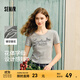 森馬（Semir）短袖T恤女短款字母花邊修身正肩2025夏新款鏤空提花上衣甜美 中花灰00502 M