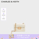 CHARLES&KEITH拼接菱格鏈條單肩斜挎小方包包女包生日禮物七夕禮物CK2-80701360 CK2-80701360Cream奶白色 S