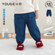 幼歌（YOUGE）嬰幼兒冬季新款元氣加絨加厚牛仔褲寶寶復古保暖休閑褲 牛仔藍 90 cm