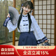 森女部落青花瓷東方簡(jiǎn)奢風(fēng)日常風(fēng)娃娃裙對襟衫漢洋折衷疊穿新中式連衣裙 襯衫(單件)（單件） S