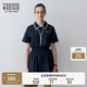 Teenie Weenie小熊女裝復(fù)古運(yùn)動(dòng)風(fēng)簡(jiǎn)約松弛感通勤撞色POLO領(lǐng)白色連衣裙 藏青色 M