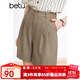 百圖betu女裝夏季新款短褲輕薄簡約休閑百搭西裝短褲女2403T81 卡其色 S
