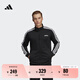 adidas休閑舒適三條紋立領(lǐng)夾克外套男裝秋季阿迪達(dá)斯官方輕運(yùn)動 黑色/白(推薦選大一碼) M